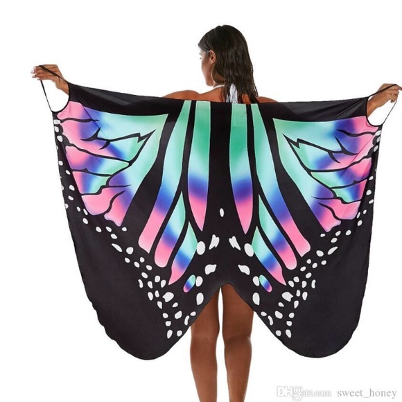 NWT Beach Coverup Butterfly Wing Wrap Dress, Boho Multiple Sizes - Picture 2 of 8